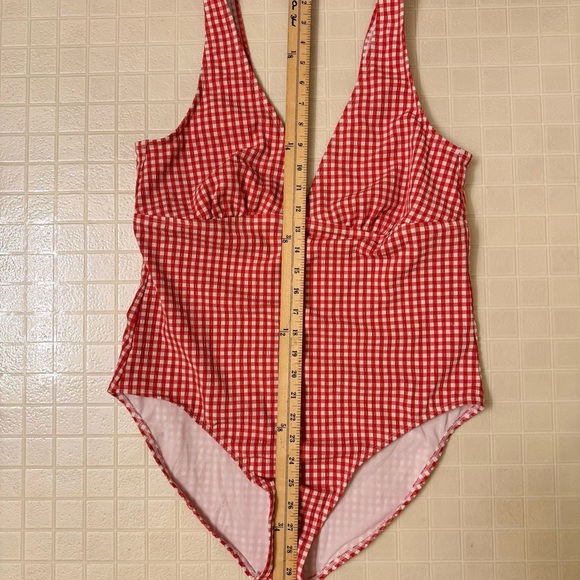 Shade & Shore Red Gingham One-Piece Swimsuit Size XL - Picture 3 of 6
